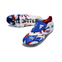 Adidas Predator 25 Elite White, Blue and Red Firm Ground FG Football Boot