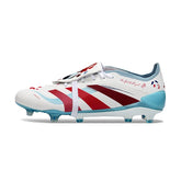 Adidas Predator 25 Elite White, Light Blue and Dark Red Firm Ground FG Football Boot