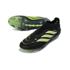 Adidas Predator 26 Elite Laceless Black and Green Firm Ground FG Football Boot
