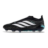 Adidas Predator 26 Elite Laceless Black and Light Blue Firm Ground FG Football Boot