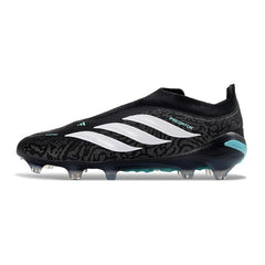 Adidas Predator 26 Elite Laceless Black and Light Blue Firm Ground FG Football Boot