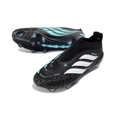 Adidas Predator 26 Elite Laceless Black and Light Blue Firm Ground FG Football Boot