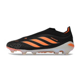 Adidas Predator 26 Elite Laceless Black and Orange Firm Ground FG Football Boot