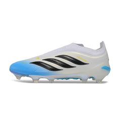 Adidas Predator 26 Elite Laceless White and Blue Firm Ground FG Football Boot
