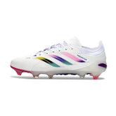 Adidas Predator 26 Elite White, Pink and Purple Firm Ground FG Football Boot