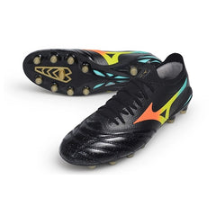 Mizuno Morelia Neo V Elite Black, Blue and Orange Firm Ground FG Football Boot