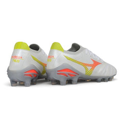 Mizuno Morelia Neo V Elite White, Yellow and Orange Firm Ground FG Football Boot