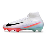 Nike Air Zoom Mercurial Superfly 10 Elite White Pink and Light Blue Firm Ground FG Football Boot