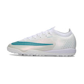 Nike Air Zoom Mercurial Vapor 17 Elite White and Light Blue Turf TF Kids Football Boot