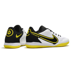 Nike Tiempo Legend 9 Elite White Black and Yellow Indoor IC Football Boot