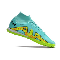 Nike Zoom Mercurial Superfly 9 Elite Green and Light Blue Turf TF Football Boot