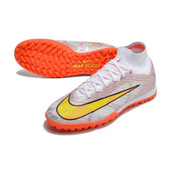 Nike Zoom Mercurial Superfly 9 Elite Silver and Orange Turf TF Football Boot