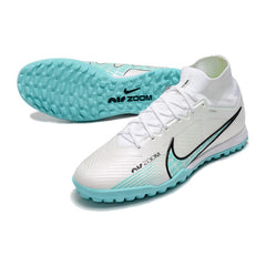Nike Zoom Mercurial Superfly 9 Elite White and Blue Turf TF Football Boot