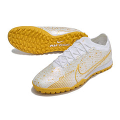 Nike Zoom Mercurial Vapor 15 Elite White and Gold Turf TF Football Boot