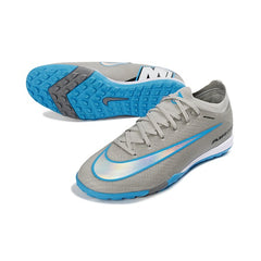 Nike Zoom Mercurial Vapor 16 Elite Gray and Light Blue Turf TF Football Boot