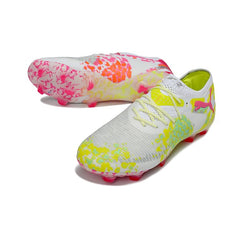 Puma Future 8 Low Cut White, Pink and Yellow Firm Ground FG Football Boot