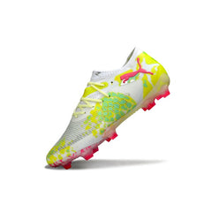 Puma Future 8 Low Cut White, Pink and Yellow Firm Ground FG Football Boot