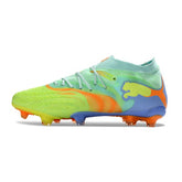 Puma Future 9 Low Cut Fluorescent Green and Light Blue Firm Ground FG Football Boot