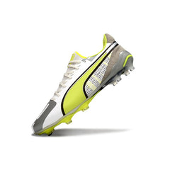 Puma King Ultimate White Gray and Yellow Firm Ground FG Football Boot