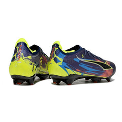 Puma Ultra 5 Carbon Blue and Fluorescent Green Firm Ground FG Football Boot