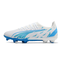 Chuteira Campo Puma Ultra Ultimate FG Branca e Azul - VN Esportes