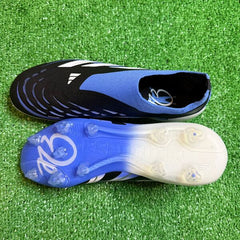 Adidas Predator 25 Elite Laceless Black White and Blue Firm Ground FG Football Boot Size 39 Eur