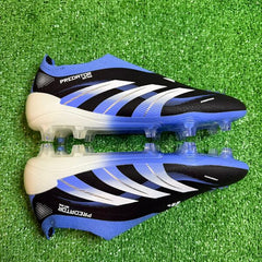 Adidas Predator 25 Elite Laceless Black White and Blue Firm Ground FG Football Boot Size 39 Eur