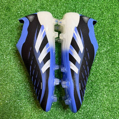 Adidas Predator 25 Elite Laceless Black White and Blue Firm Ground FG Football Boot Size 39 Eur