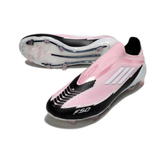 Adidas F50 Elite Laceless Light Pink and Black Firm Ground FG Football Boot