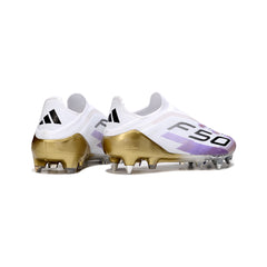 Adidas F50 Elite Laceless White Purple and Gold Firm Ground FG Football Boot