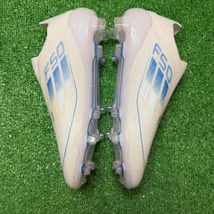 Adidas F50 Elite Laceless White and Light Blue Firm Ground FG Football Boot Size 40.5 Eur