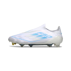 Adidas F50 Elite Laceless White and Light Blue Firm Ground FG Football Boot