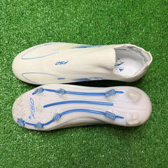 Adidas F50 Elite Laceless White and Light Blue Firm Ground FG Football Boot Size 40.5 Eur