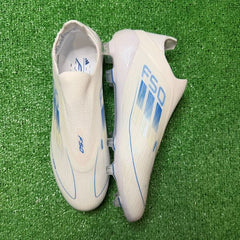 Adidas F50 Elite Laceless White and Light Blue Firm Ground FG Football Boot Size 40.5 Eur
