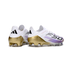 Adidas F50 Primeknit Elite White Purple and Gold Firm Ground FG Football Boot