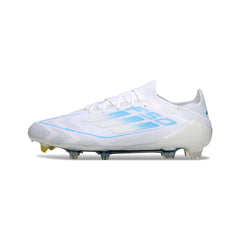 Adidas F50 Primeknit Elite White and Light Blue Firm Ground FG Football Boot