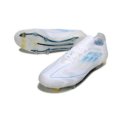 Adidas F50 Primeknit Elite White and Light Blue Firm Ground FG Football Boot