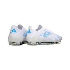 Adidas F50 Primeknit Elite White and Light Blue Firm Ground FG Football Boot