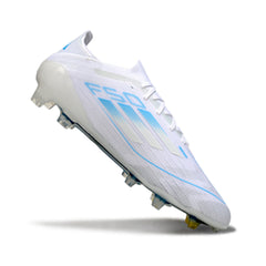 Adidas F50 Primeknit Elite White and Light Blue Firm Ground FG Football Boot