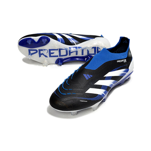 Adidas Predator 25 Elite Laceless Black White and Blue Firm Ground