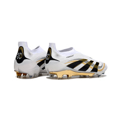 Adidas Predator 25 Elite Laceless White and Gold Firm Ground FG Football Boot