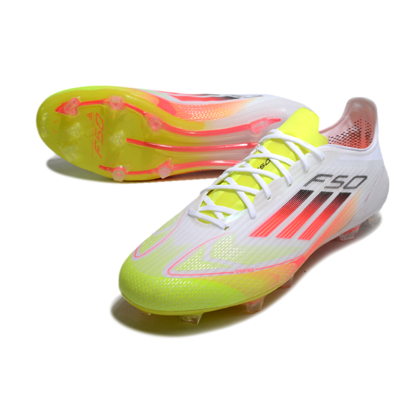 Adidas F50 Elite White, Orange, and Yellow Pack Firm Ground FG Football Boot