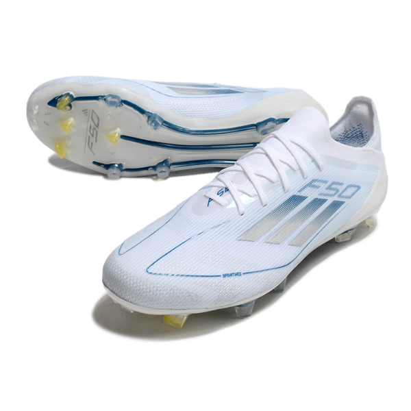 Adidas F50 Primeknit Elite White and Blue Pack Firm Ground FG Football Boot