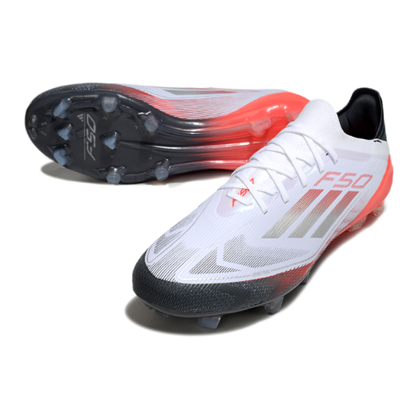 Adidas F50 Primeknit Elite White, Gray and Orange Firm Ground FG Football Boot