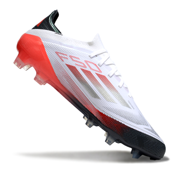 Adidas F50 Primeknit Elite White, Gray and Orange Firm Ground FG Football Boot