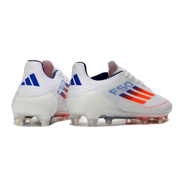 Adidas F50 Elite White, Orange, and Blue Firm Ground FG Football Boot