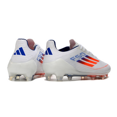 Adidas F50 Elite White, Orange, and Blue Firm Ground FG Football Boot