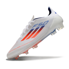 Adidas F50 Elite White, Orange, and Blue Firm Ground FG Football Boot