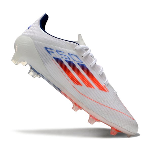 Adidas F50 Elite White, Orange, and Blue Firm Ground FG Football Boot