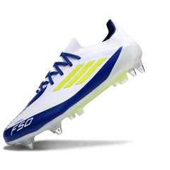 Adidas F50 Primeknit Elite Mixed Studs SG White, Blue and Yellow Football Boot